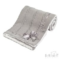 FBP202-G: Grey Chevron Cable Knit Wrap w/Bow